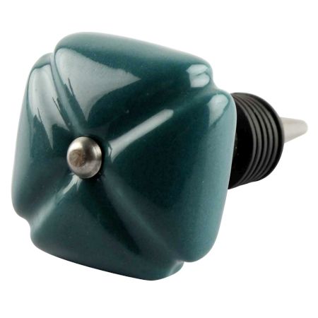 Solid Forest Green Square Ceramic Wine Stopper